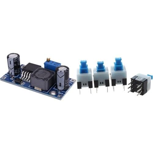 55Pcs 6 Pin DPDT Self-Locking Power Mini Push Button Switches & 1 Pcs Converter Step Down Electronic PCB Board Module