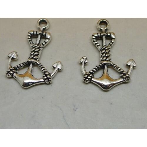 A0034 Wholesale 100pcs Tibet Silver Anchor Charm Pendant Alloy Jewelry Accessories 25x18mm