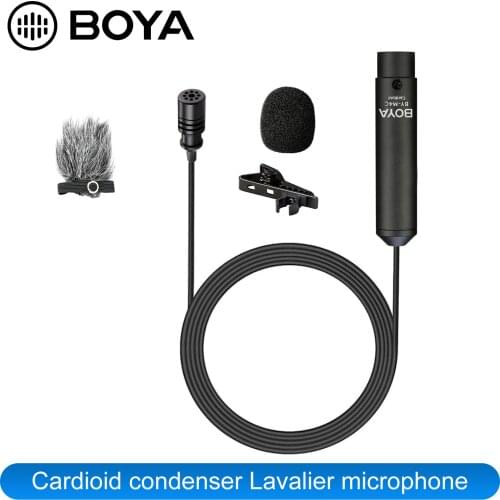 BOYA BY-M4C&M4OD Phantom Power Clip-On Cardioid XLR Lavalier Mic With Cannon Plug for Camera Camcorder ZOOM H4n H5 H6 TASCAM