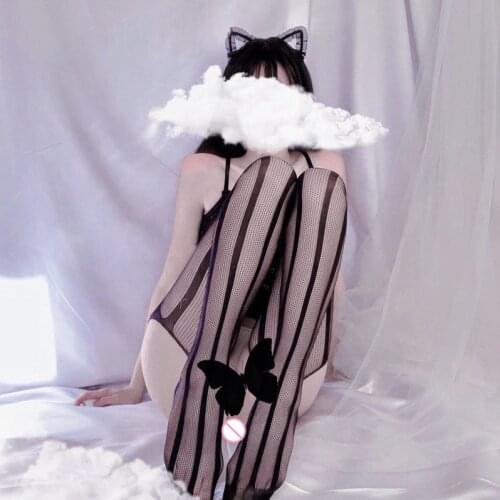 Collants femme Womans Sweet Japanese Style Sexy Stockings Female Open Crotch Pantyhose Temptation Garter Bottoming Bodystockings