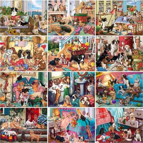 MomoArt Diamond Mosaic Dog Animal New Arrival Diamond Painting Cross Stitch Kits Embroidery 5D DIY Needlework Home Decoration