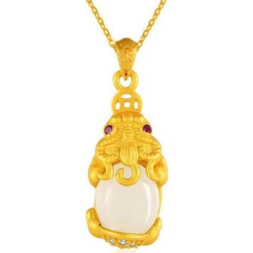 New Arrival Natural White Jadeite Pendant Gold Filled Necklace Pendant