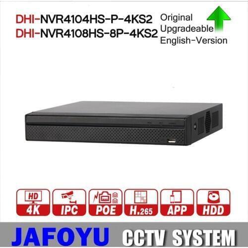 DH NVR NVR4104HS-P-4KS2 NVR4108HS-8P-4KS2 With 4/8ch PoE Port H.265 Video Recorder Support ONVIF CGI Metal POE NVR