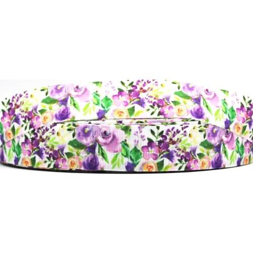 Ordinary Quality Flowers Print Ribbon Groagrain Wedding Party Decoration Ribbon Printed Brithday Gift25MM 75MM