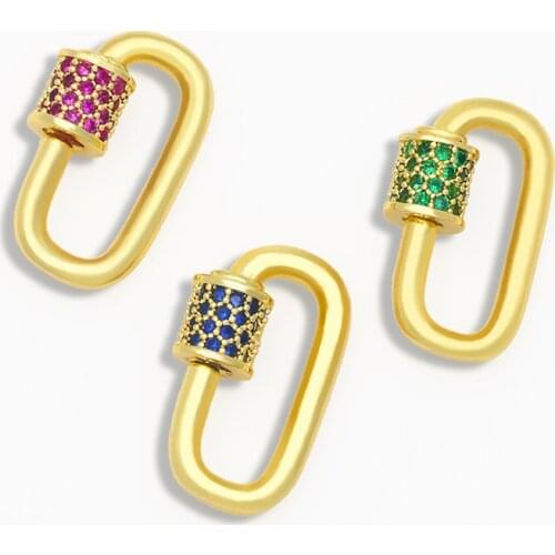 OCESRIO Multiple Colour DIY Pendant Carabiner Small Polished Oval Glossy Screw Zircon Clasps Decoration Making Supplies cspa048