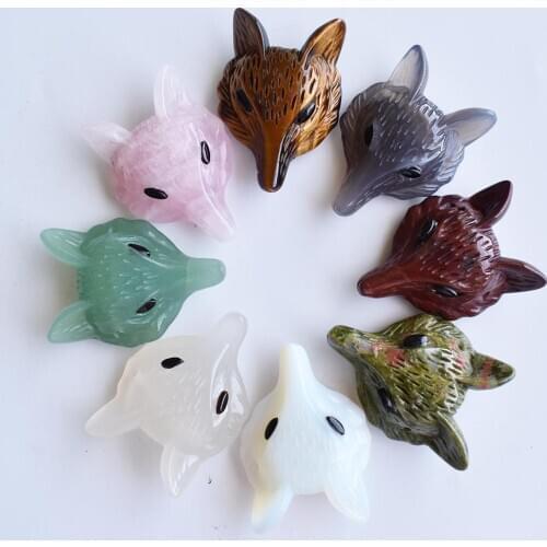 Wholesale 2pcs/lot 2020 new Fashion natural stone Carved fox shape Pendants for jewelry making Free shipping