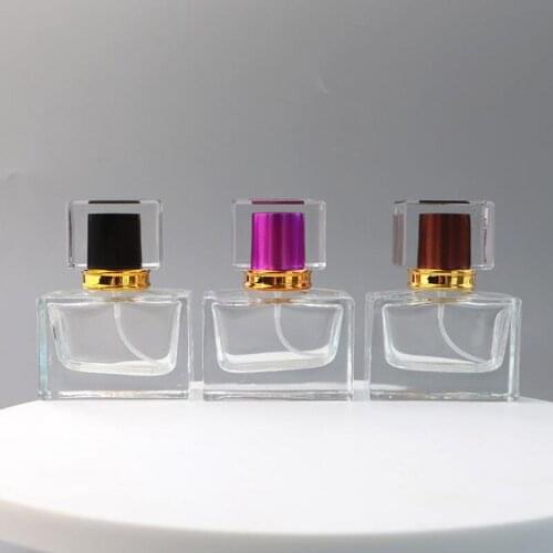 Wholesale 30ml Rectangular Perfume Spray Pump Glass 30ml Empty Perfume Bottles With 5 Colors Atomizer Perfume Bottle LX2508