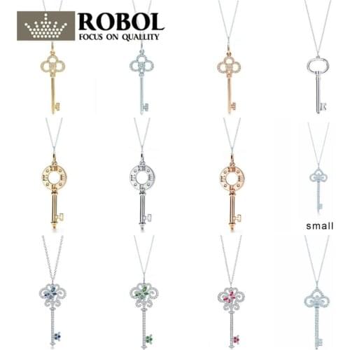 16 XL TFB TTFF RLLEN Original 925 Silver Classic Key DIY Necklace Rose Gold and Silver Multicolor Optional Elegant Jewelry
