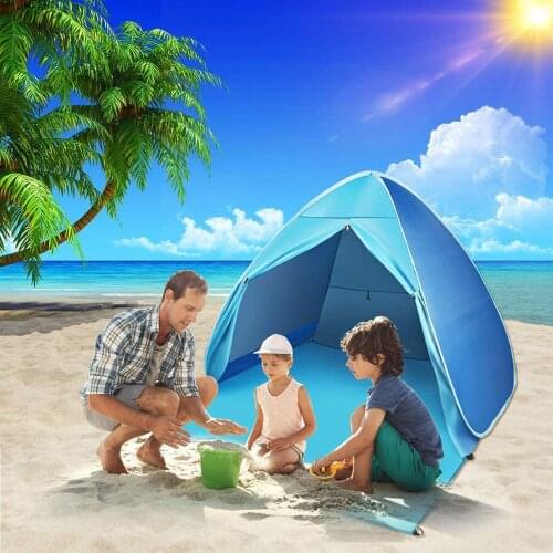Beach Tent 3-4 Person Automatic Instant Camping Tent Waterproof UPF 50+ Sun Portable Automatic Set-up Outdoor Shade Tent Gazebos