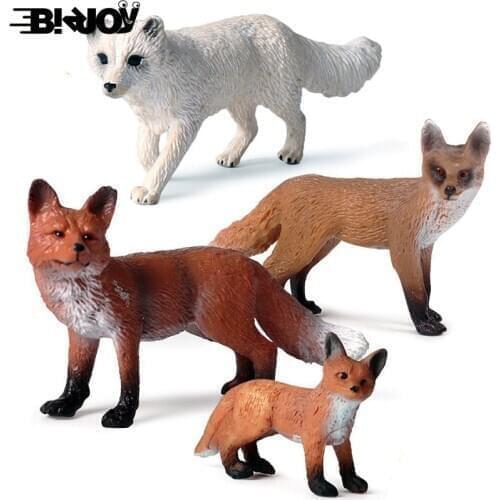 Lifelike Wild Animal Model Fox Figure Education Toy Red Foxes Cub Toys for Children Figurine Kids Gift