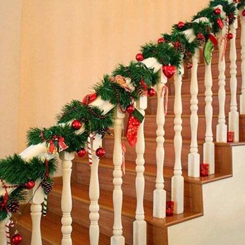 5.5m Christmas Decor for Home Year Green Garland Wreath Xmas Party Artificial Xmas Tree Rattan Banner Hanging Ornament