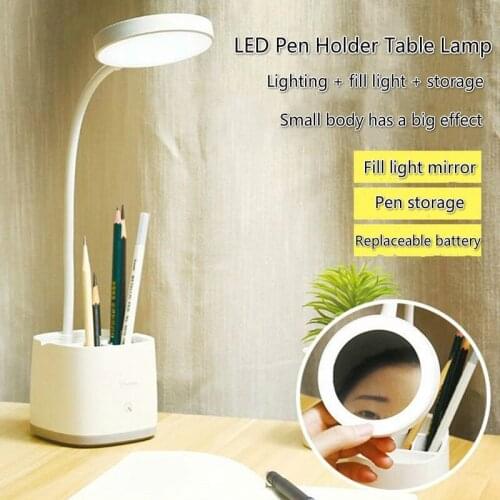 LED Makeup Filler Mirror Desk Lamp Pen Holder USB Charging Eye Care Reading Lamp Multifunctional Creative Home Gift