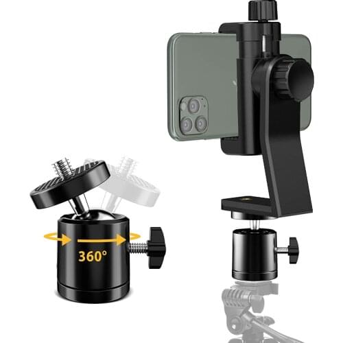 Universal Cell Phone Tripod Mount Adapter Tripod Ball Head 360 Rotatable for Samsung iPhone Holder Tripod Selfie Stick Monopod