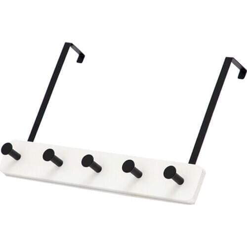 Over the Door Coat Rack Organizer, Coat Rack with 5 Hooks, Door Hangers for Towels, Coat, Bags, Hats (White)