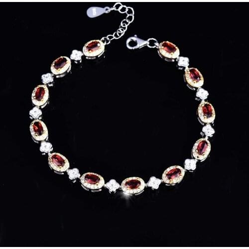 925 Sterling Silver Moissanite Garnet Stone Bracelet For Women Natural Colorful Gemstone Bracelets Hands Chain Party Jewelry