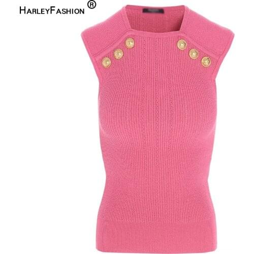HarleyFashion Hot Sale Euramerican Style Women Sleeveless Square Collar Solid Summer Slim Casual Knitting Tank Tops Quality Vest