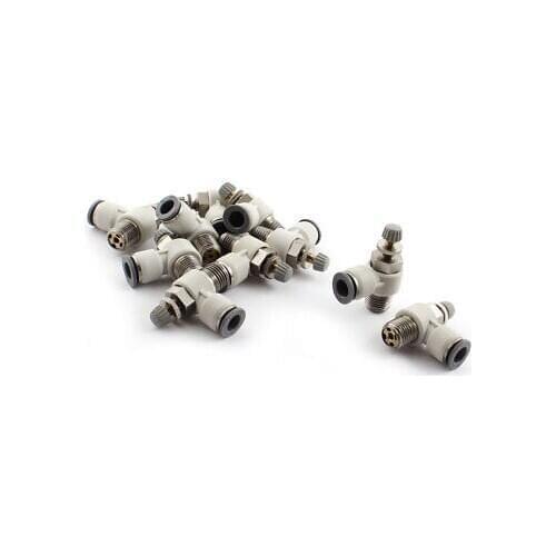 10Pcs SL8-02 1/4 PT Male 8mm Tube Pneumatic Flow Control Valves