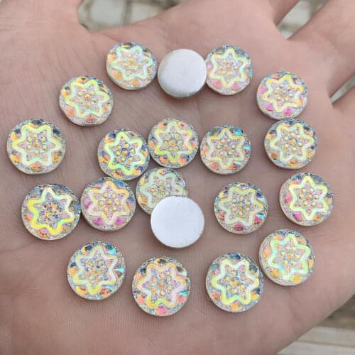 12mm Round & flower DIY Resin Rhinestone Crystal Stone beads flatback For DIY Wedding Decoration 300pcs S040*5