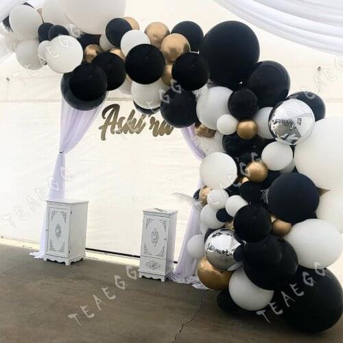 125pcs Wedding Party Decoration Balloon Garland Arch Kit For Baby Shower Supplies Black White Metallic Gold Ballon Backdrop