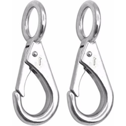 2Pcs Stainless Steel 316 Rigid Loaded Fixed Eye Spring Clip Snap Hook Carabiner Marine Hardware Accessories for Boats