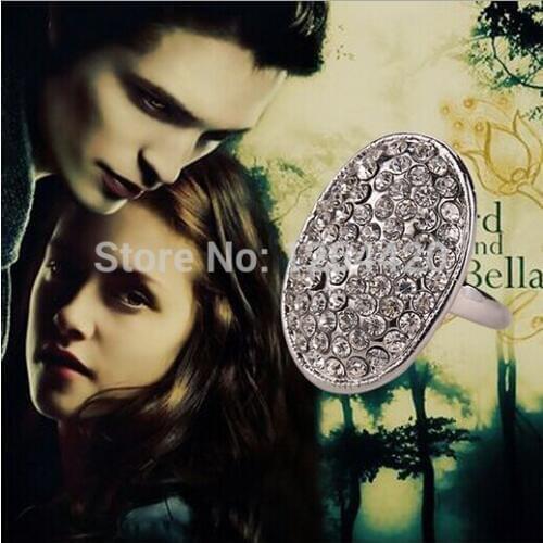 20PCS/LOT Movie Twilight Moonstone Bella Engagement Ring High Quality Rhinestone Rings For Girls Charms Size #6,7,8,9,10