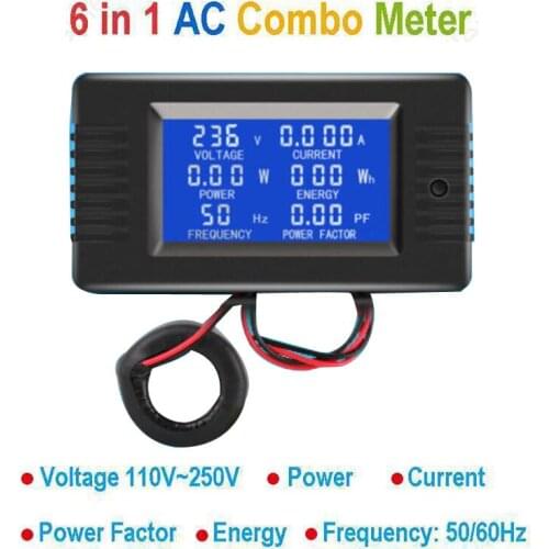 2018 AC 80-260V 100A 6IN1 Monitor Digital Volt AMP Voltage Current Power Watt Factor Energy KWH Frequency Meter 110V 220V +CT