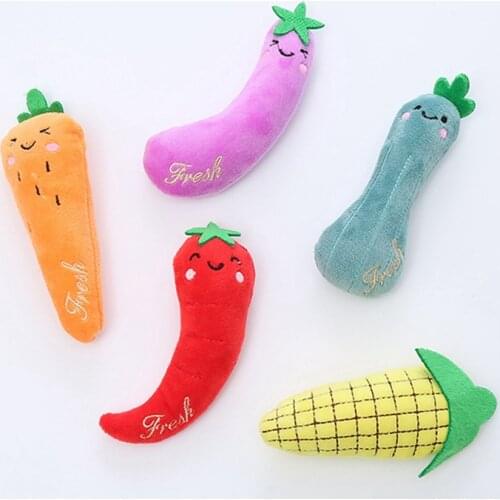 5PCS Kitten Chew Toy Plush Interactive Cute Soft Catnip Cat Toy Pet Biting Toy Plush Simulation Vegetables Toy Legendog