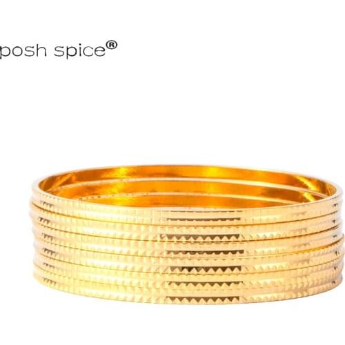 6pcs New African Dubai bangles for women Ethiopian jewelry copper gold Color bangle& bracelet bridal jewelry