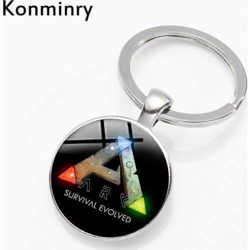 Ark Survival Evolved Key Chain Holder Glass Dome Ark Logo Dragon Men Women Keyrings Gift Keychain Jewelry Game Souvenir Konminry