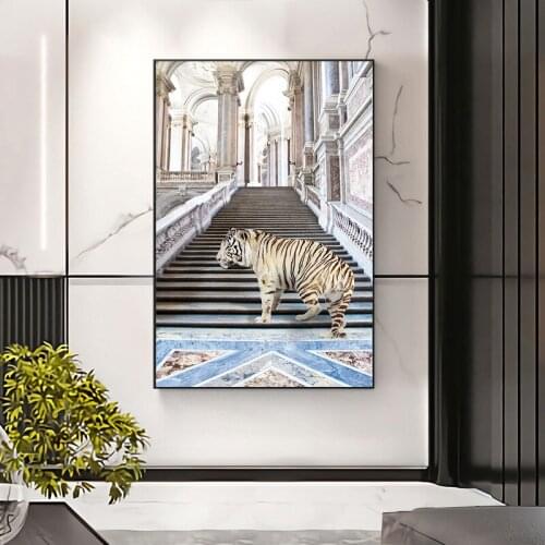 White Tiger Canvas Paintings Home Decor Poster Print for Living Room Decoration Modern Art Zebra Animal Picture Wall Art Decor