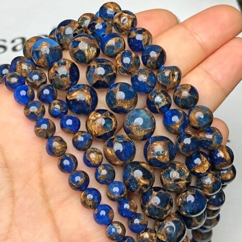 Natural Stone Blue Cloisonne Beads Loose Spacer Rondelle Beads For Jewelry Making 4/6/8/10MM Diy Necklace Bracelet Accessories