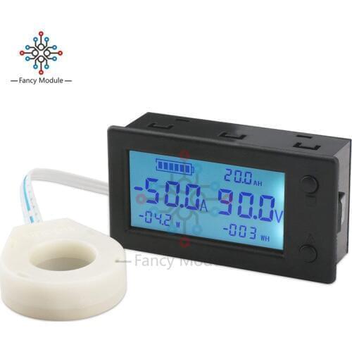 Diymore Multimeter DC 0-300V 100A STN LCD Digital Hall Cullen Meter Voltage Current Power Energy Battery Capacity Tester w/ Coil