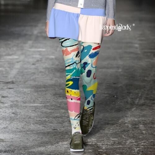 Colorful Graffiti Printing Childrens Painted Pantyhose Bottom Stockings Womens