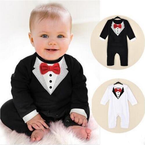 Baby Boy Romper Infant Toddle baby Suit Little Gentleman Clothing with bow tie Baby Jumpsuit bebe Kids Clothing Jumpsuits
