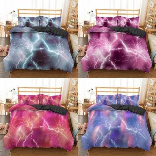 Adult Duvet Cover Set 3D Printed Lightning Comforter 2/3pcs Black Bedding Sets King Size Single Twin Full Double Bed Linen