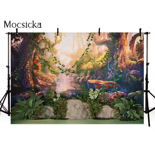 Jungle Safari Party Birthday Photocall Backdrop Animals Forest Cartoon Background for photo studio Birthday Theme Party Backdrop
