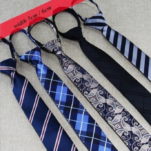 Zip ties for men lazy necktie floral narrow striped ready knot zipper tie neckwear business leisure
