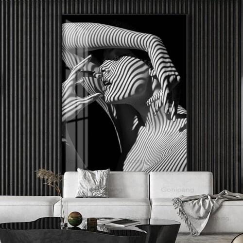 Canvas Painting Fashion Black and White Beauty Murals Poster Simple and Modern Nordic Picture Printing Porch Decorative Painting