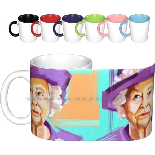 Queen Elizabeth Ii Ceramic Mugs Coffee Cups Milk Tea Mug Queen Royalty Royal Britain Uk England The Crown Fashion Style Bright