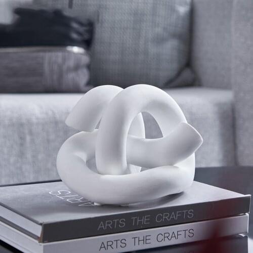 Modern Geometry White Winding Lines Twisted Ceramic Ornaments Decoration Figurines New House Sales Office Study Living Room