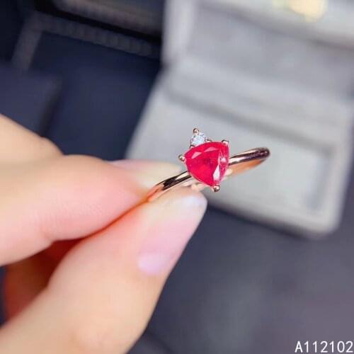 KJJEAXCMY fine jewelry S925 sterling silver inlaid natural ruby new girl elegant adjustable ring support test Chinese style