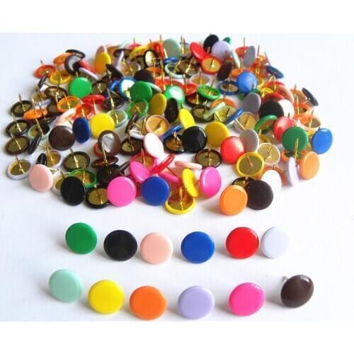 100pcs Thumbtacks Push Pins Plastic Metal Cork Board Thumb Tacks Pushpins Fashion Stationery Buttons Office School Supplies