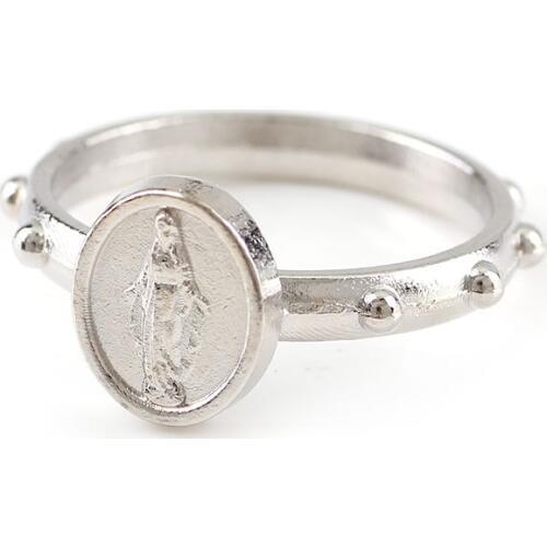 12 Pieces Silver 17/18/19mm Multiple Sizes Religious Virgin Mary Catholic Round Rings Enamel Alloy Rings lap