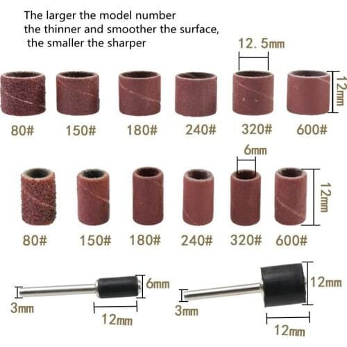 12mm100 PC sanding belt sleeve and 1 knife handle sanding electric polishing sandpaper circle suitable for metal wood polishing