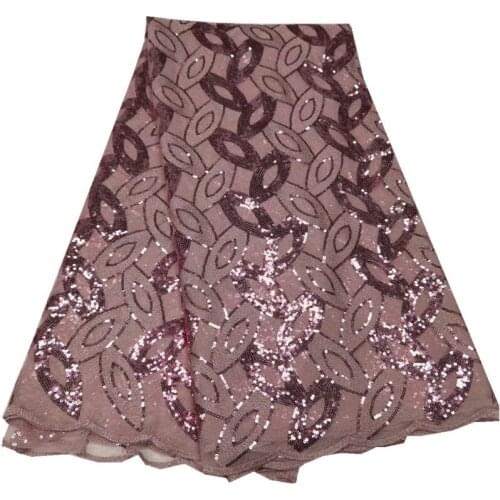 SJ Lace African Sequins Lace Fabrics 2021 High Quality French Lace Fabric Nigerian Tulle Lace Fabrics For Wedding Dress qx5-81