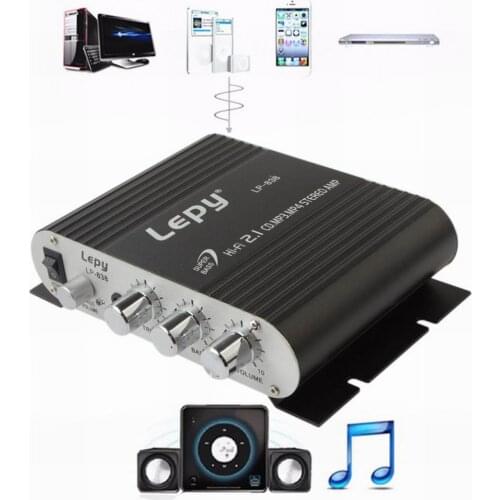 Mini Amplifier 12V Dual Channel AUX RCA Audio Input Bass w/o Power Supply for Home Car