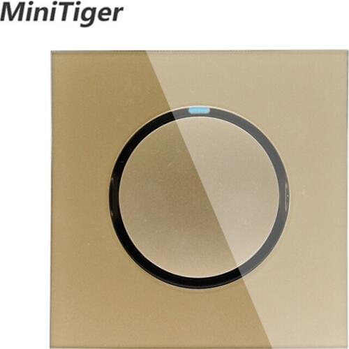 Minitiger New Arrival Gold Crystal Glass Panel 1 Gang 1 Way Random Click On / Off Wall Light Switch With LED Indicator
