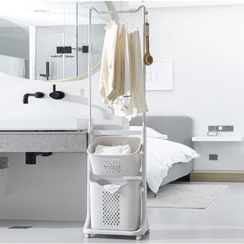 Multifunctional rack dirty clothes basket, hanger, floor coat rack, bathroom clothes storage rack bathroom shelf organizer