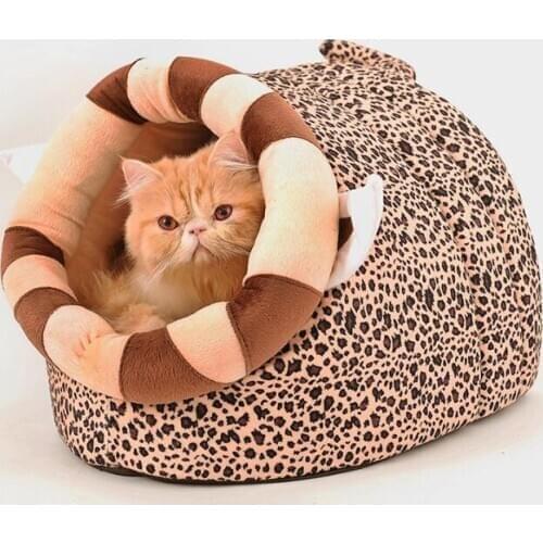 New design pet dog cat fashion leopard house doggy autumn winter washable kennels puppy bed dogs cats nest sofas products 1pcs