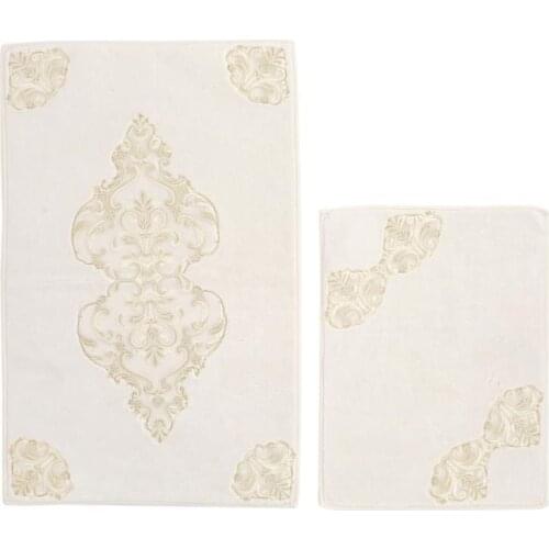 Elizabeth French Laced 2 Li Bath Mat Pad Cream Gold